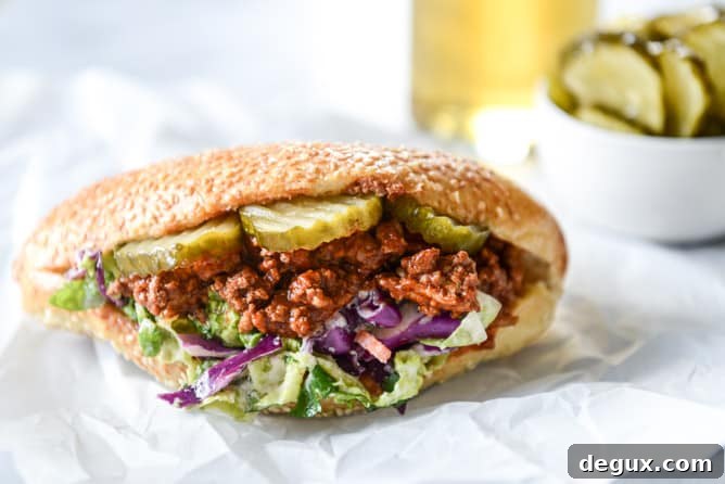 smoky sloppy joes with green chiles and greek yogurt slaw I howsweeteats.com