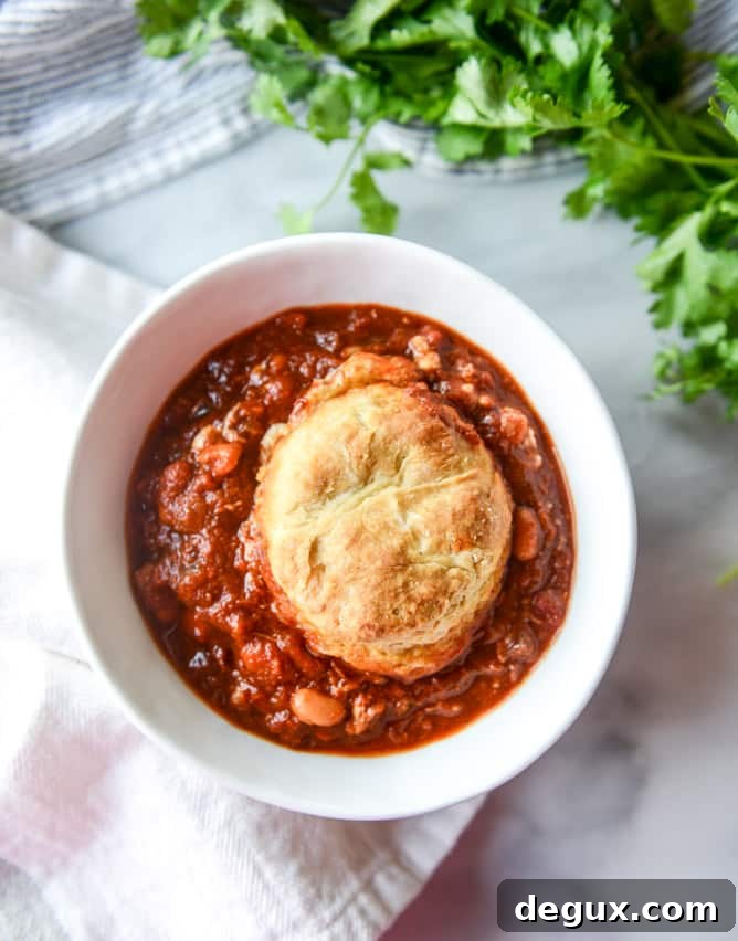 spicy chicken chili with pumpkin beer biscuits I howsweeteats.com
