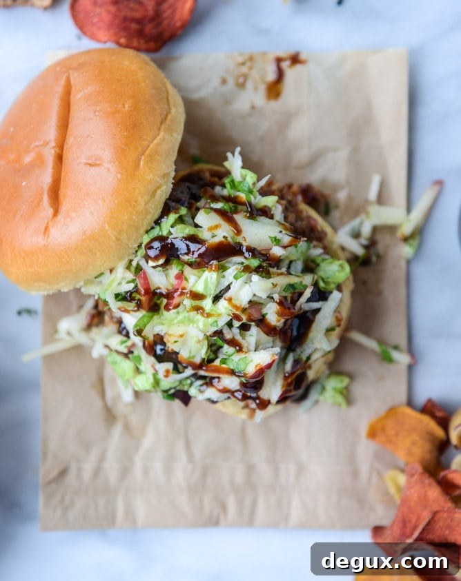 Pomegranate BBQ Chicken Sandwiches with Crunchy Apple Slaw 11 saucy chicken sandwiches with pomegranate bbq sauce and crunchy apple slaw I howsweeteats.com