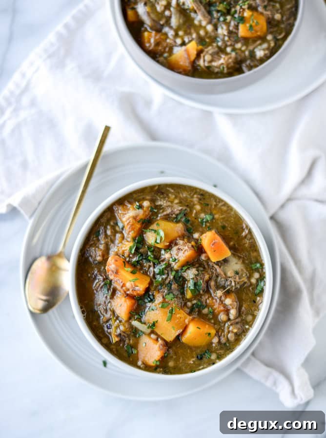 butternut beef stew with pearl couscous I howsweeteats.com