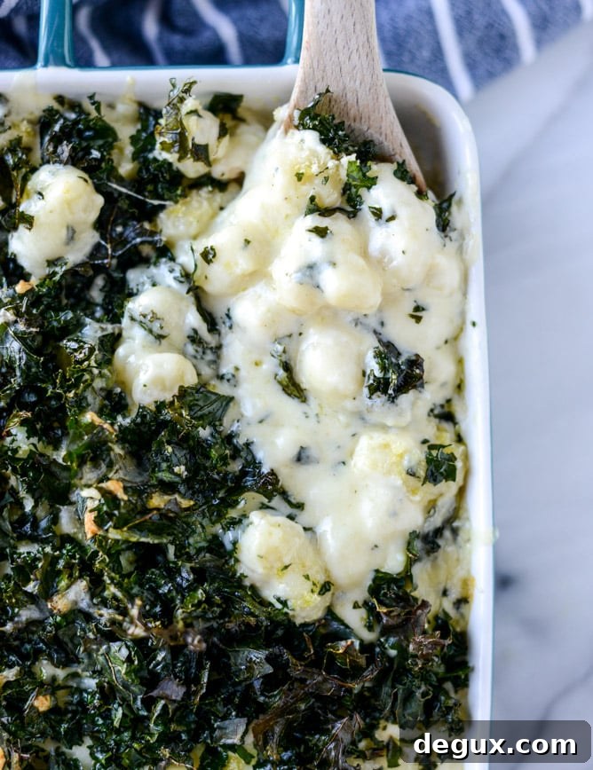 gnocchi mac and cheese with crispy kale I howsweeteats.com