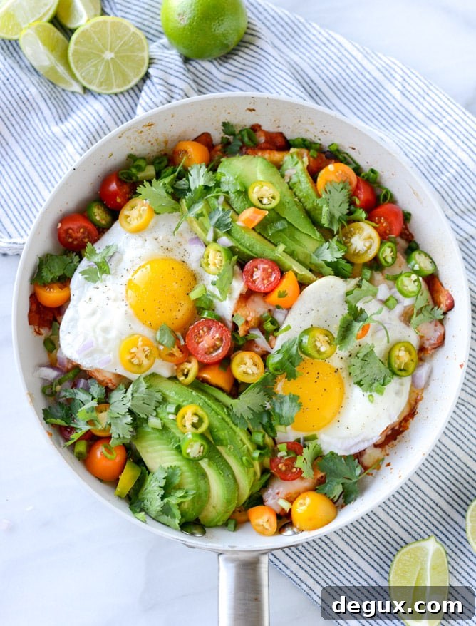 Skillet Chilaquiles Recipe: Crispy Tortillas in Spicy Salsa Verde 7 easy skillet chilaquiles I howsweeteats.com