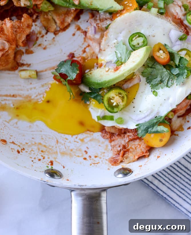 Skillet Chilaquiles Recipe: Crispy Tortillas in Spicy Salsa Verde 10 easy skillet chilaquiles I howsweeteats.com