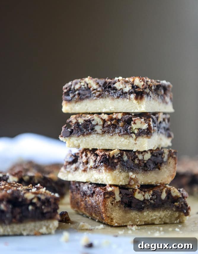 salted chocolate pecan pie bars I howsweeteats.com