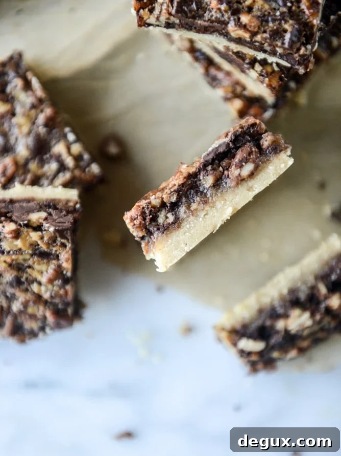 salted chocolate pecan pie bars I howsweeteats.com