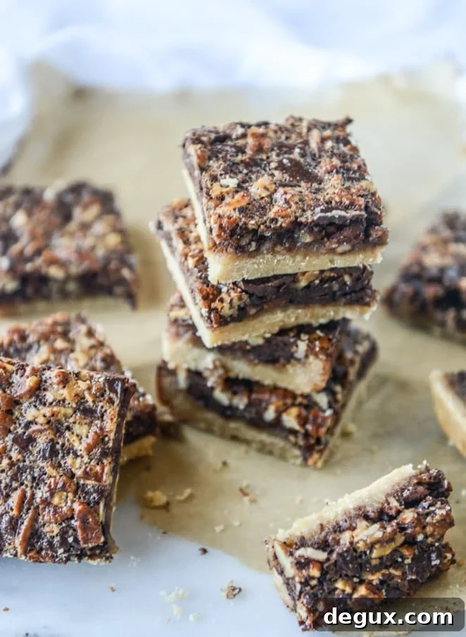 salted chocolate pecan pie bars I howsweeteats.com