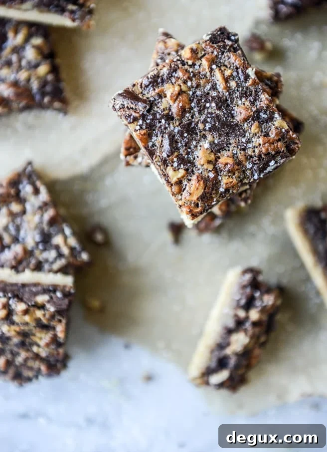 salted chocolate pecan pie bars I howsweeteats.com