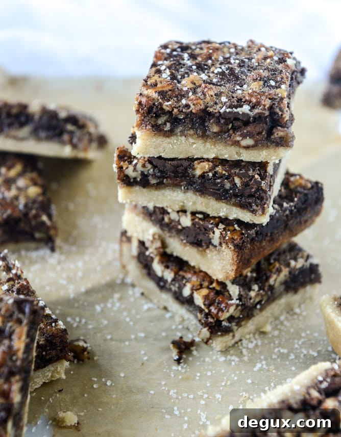 salted chocolate pecan pie bars I howsweeteats.com