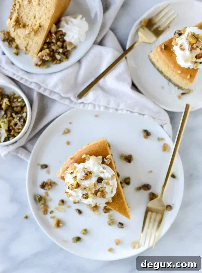Brown Sugar Pumpkin Cheesecake with Pistachio Macaroon Crust 2 brown sugar pumpkin cheesecake with pistachio macaroon crust I howsweeteats.com