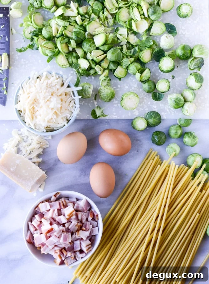 bacon, egg and brussels carbonara I howsweeteats.com