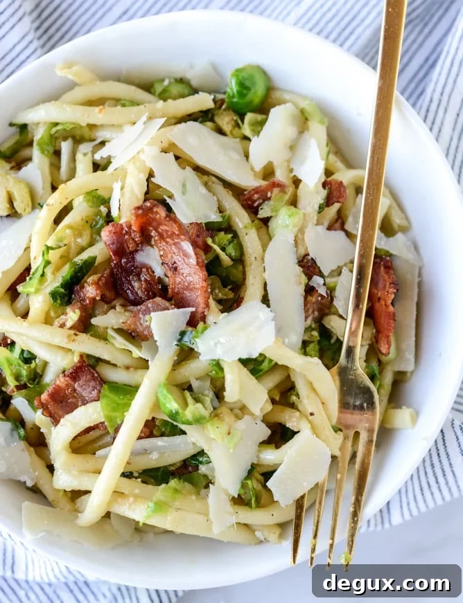 bacon, egg and brussels carbonara I howsweeteats.com