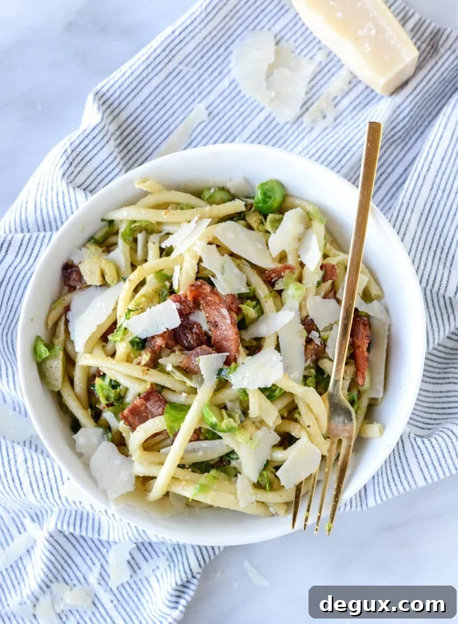 bacon, egg and brussels carbonara I howsweeteats.com