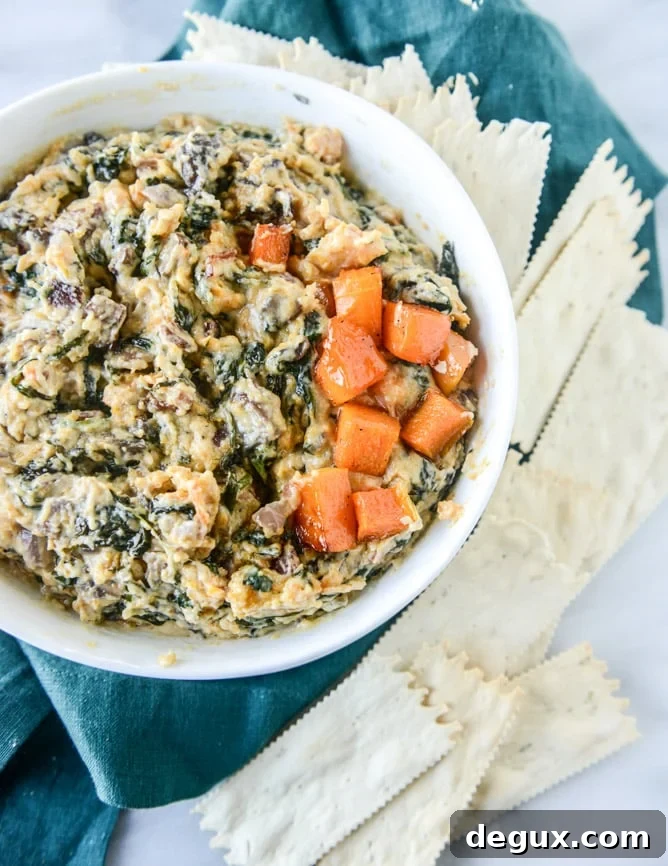 roasted butternut squash spinach dip I howsweeteats.com