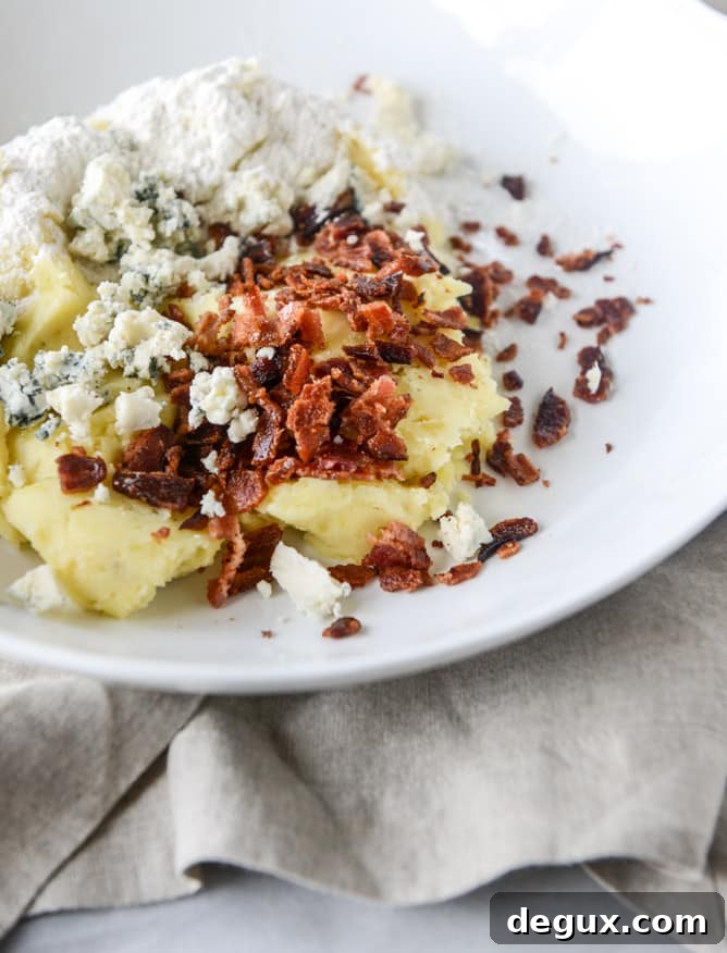 bacon blue cheese mashed potato waffles I howsweeteats.com