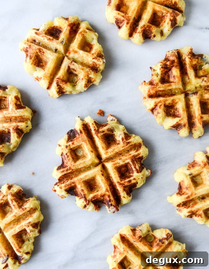 bacon blue cheese mashed potato waffles I howsweeteats.com