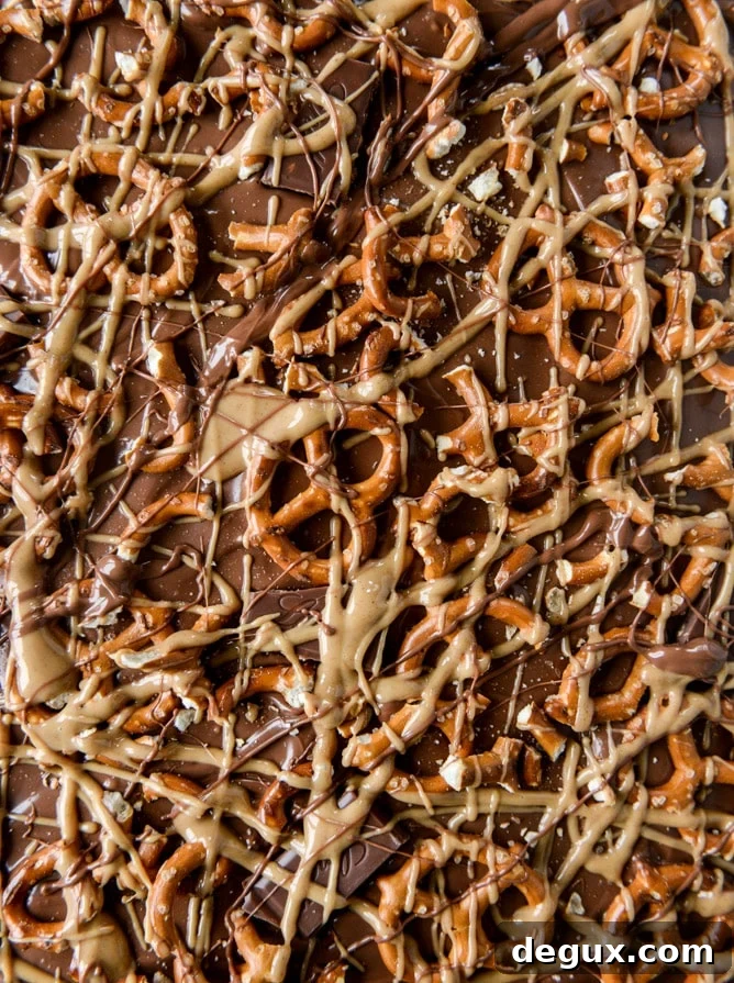 pretzel peanut butter stuffed chocolate bark I howsweeteats.com