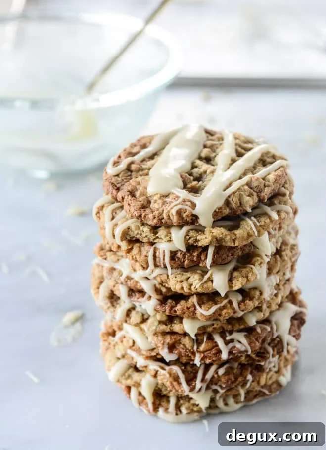 Thin Chewy Spiced Oatmeal Cookies with Brown Butter Glaze 9 thin and chewy spiced oatmeal cookies I howsweeteats.com