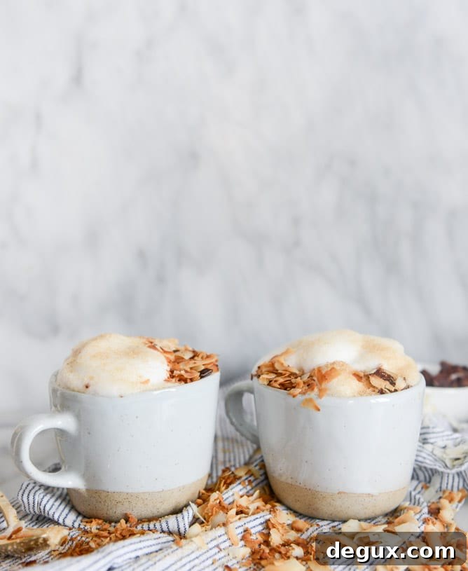 How to Make Creamy Homemade Coconut Lattes at Home 2 homemade coconut latte I howsweeteats.com