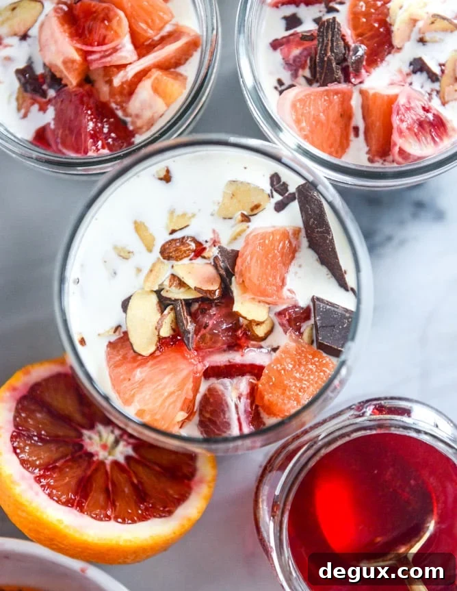 winter vanilla chia pudding with blood orange syrup and dark chocolate I howsweeteats.com