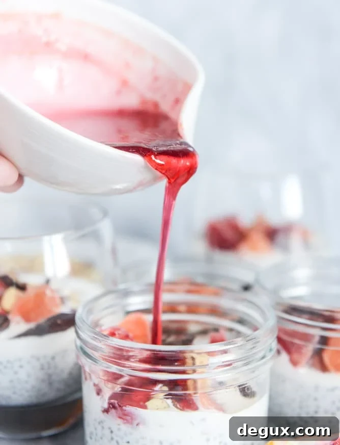 winter vanilla chia pudding with blood orange syrup and dark chocolate I howsweeteats.com