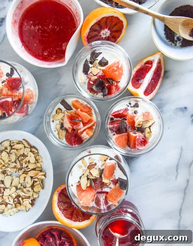 winter vanilla chia pudding with blood orange syrup and dark chocolate I howsweeteats.com