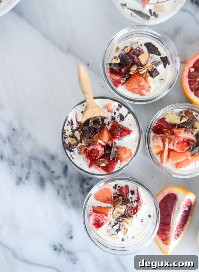 winter vanilla chia pudding with blood orange syrup and dark chocolate I howsweeteats.com