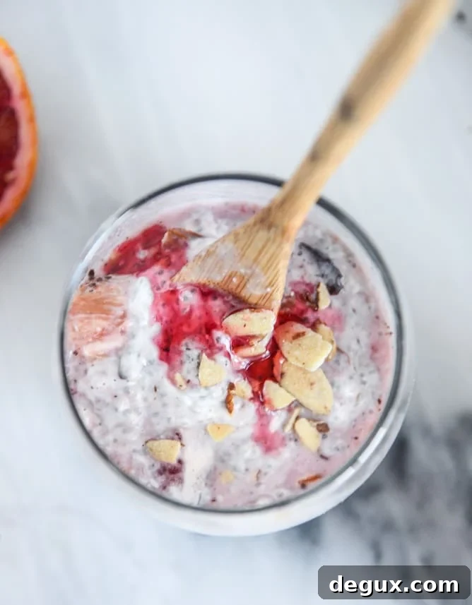winter vanilla chia pudding with blood orange syrup and dark chocolate I howsweeteats.com