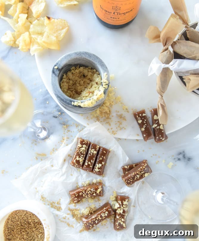potato chip salted champagne caramels I howsweeteats.com