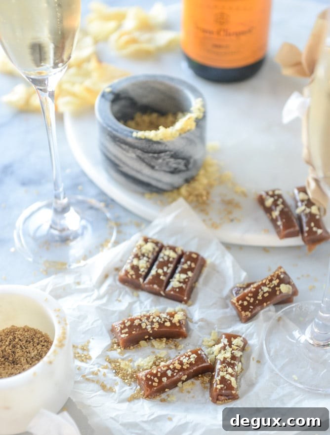 potato chip salted champagne caramels I howsweeteats.com