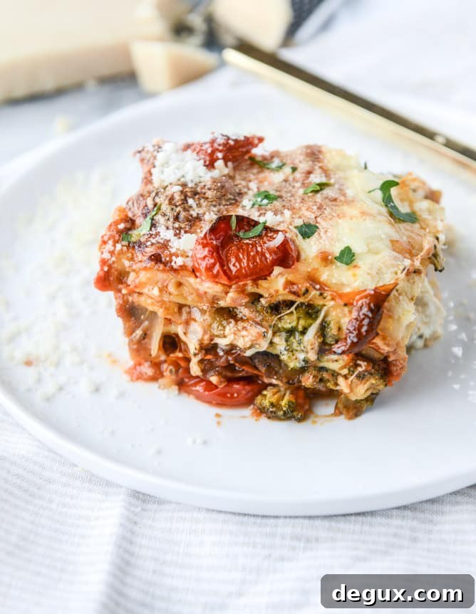 roasted vegetable lasagna with burrata I howsweeteats.com
