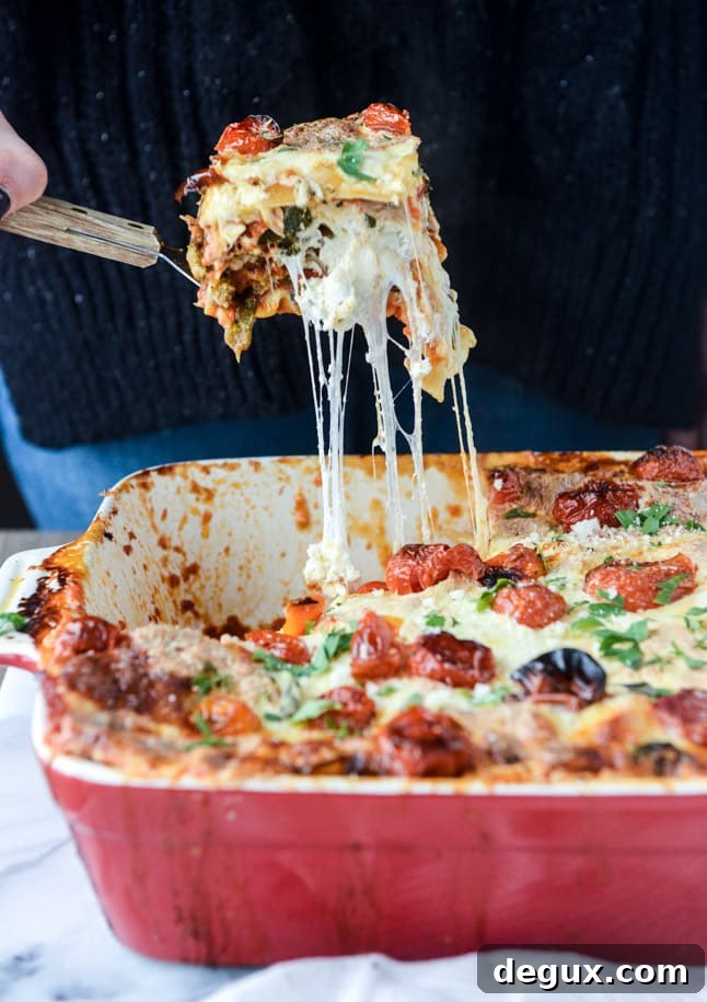 roasted vegetable lasagna with burrata I howsweeteats.com