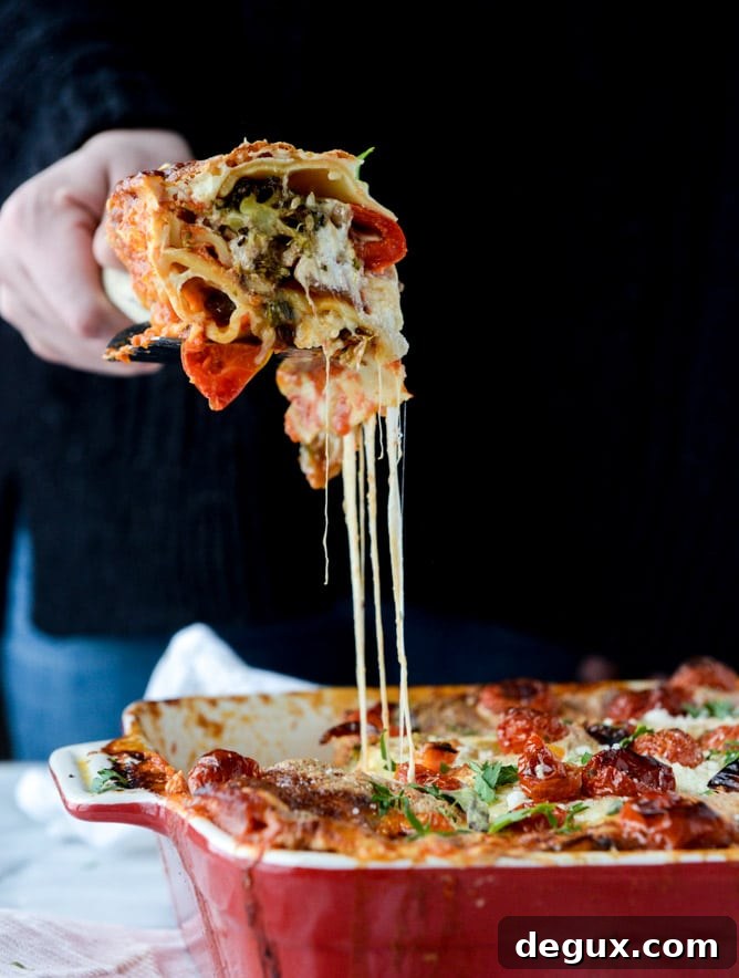 roasted vegetable lasagna with burrata I howsweeteats.com