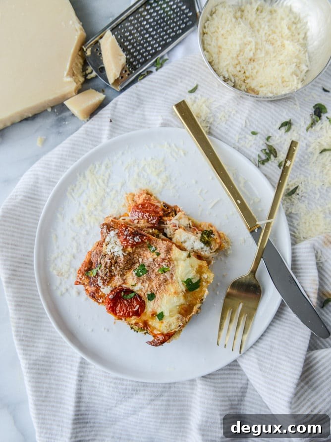 roasted vegetable lasagna with burrata I howsweeteats.com