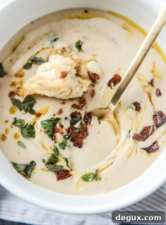 white bean soup with crumbled bacon and spiced brown butter I howsweeteats.com