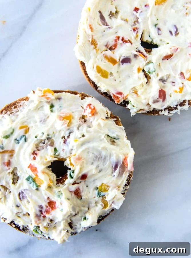 Roasted Vegetable Cream Cheese for the Ultimate Lox Bagel 4 homemade roasted veggie cream cheese and a perfect lox bagel I howsweeteats.com