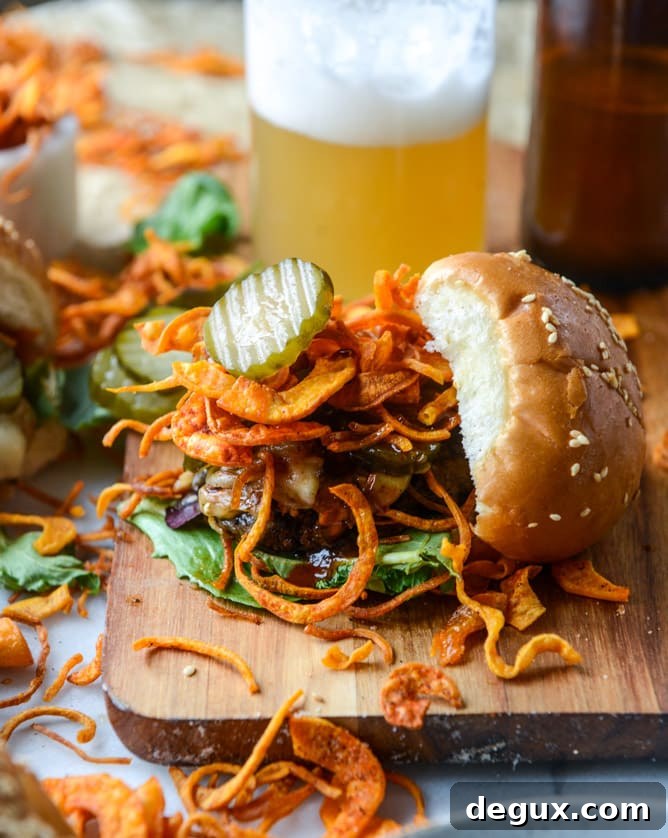 BBQ Havarti Burger with Sweet Potato Curly Fries 6 BBQ havarti burgers with sweet potato curly fries I howsweeteats.com
