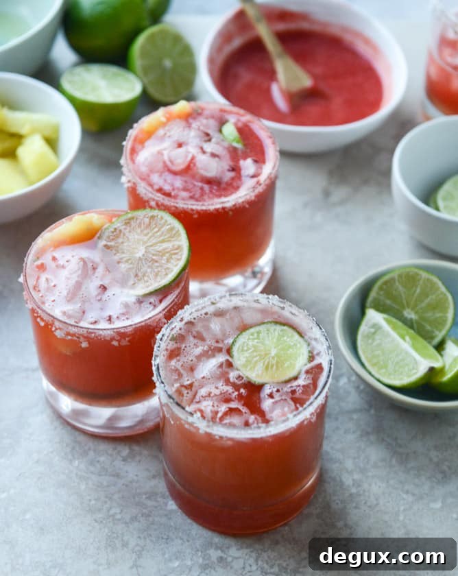 Strawberry-Pineapple Margarita Recipe: Refreshing Summer Cocktail 7 strawberry bottomed pineapple margaritas
