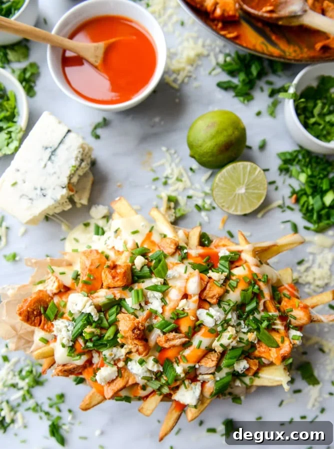 buffalo chicken beer cheese fondue fries I howsweeteats.com