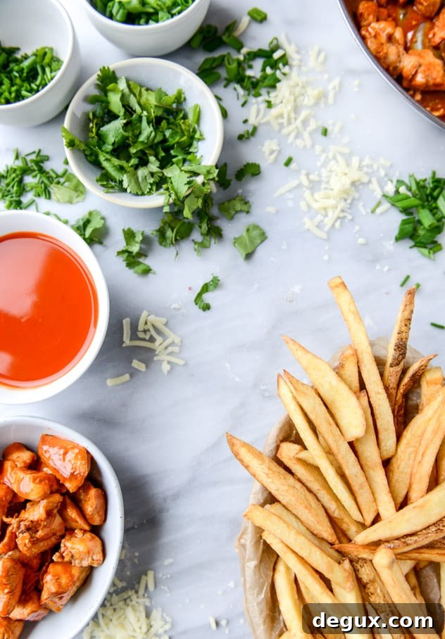 buffalo chicken beer cheese fondue fries I howsweeteats.com