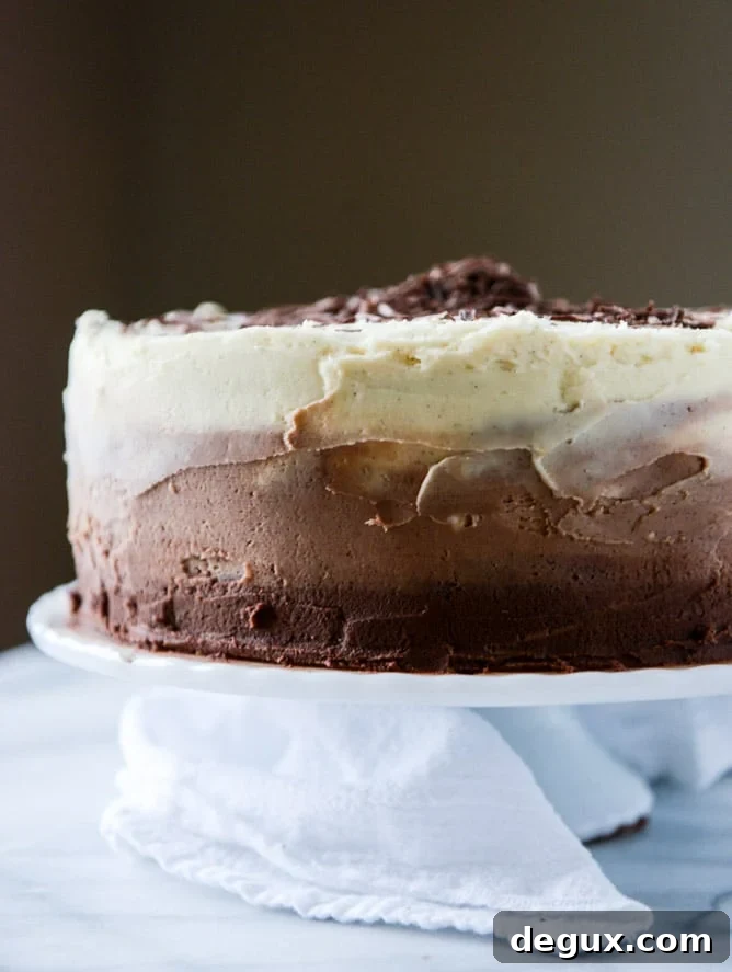 Decadent Vanilla Bean Chocolate Layer Cake Recipe 3 chocolate vanilla bean cake I howsweeteats.com