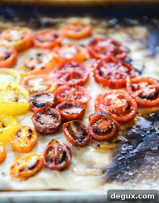 charred tomato and garlic butter mini pizzas I howsweeteats.com