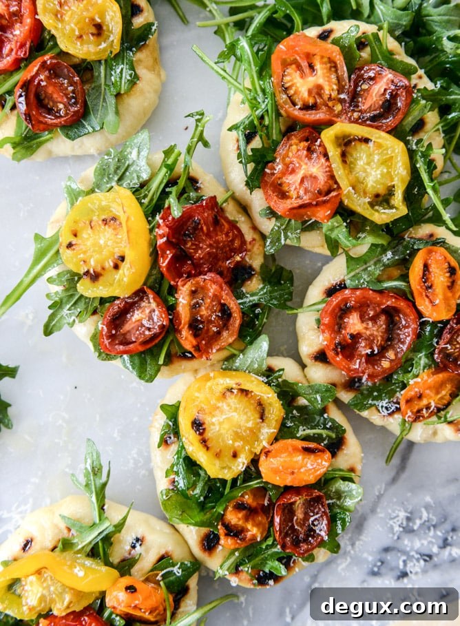 charred tomato and garlic butter mini pizzas I howsweeteats.com