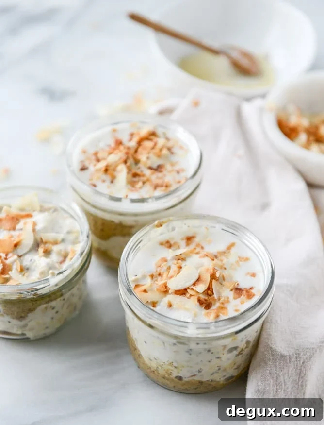 Toasted Coconut Overnight Oats Recipe for Creamy Make-Ahead Breakfast 5 toasted coconut overnight oats I howsweeteats.com
