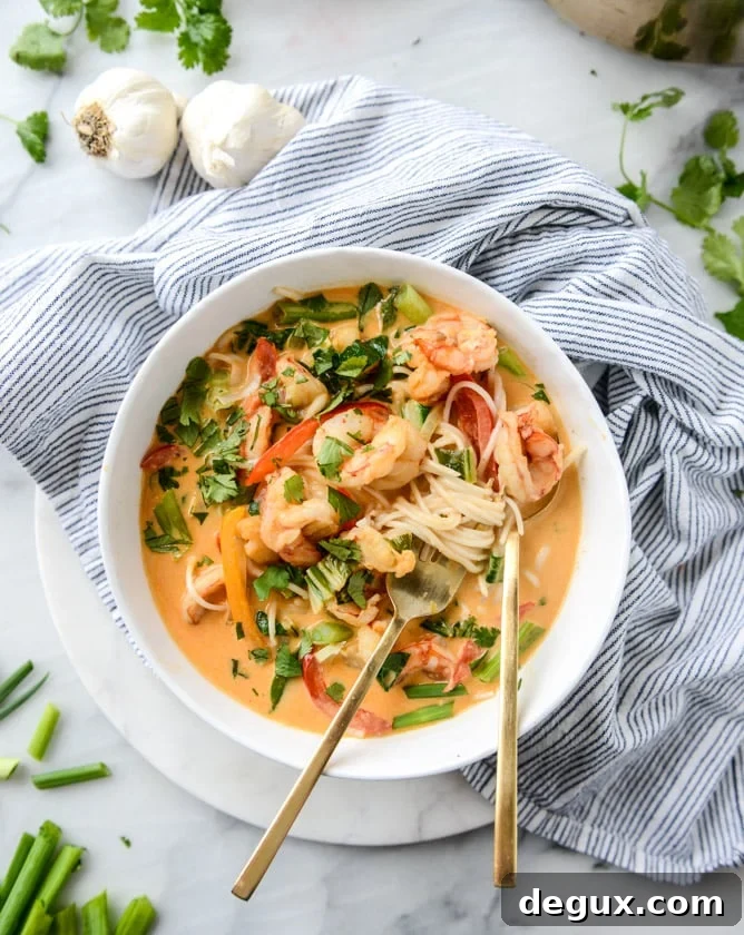 thai coconut curry shrimp noodle bowls I howsweeteats.com