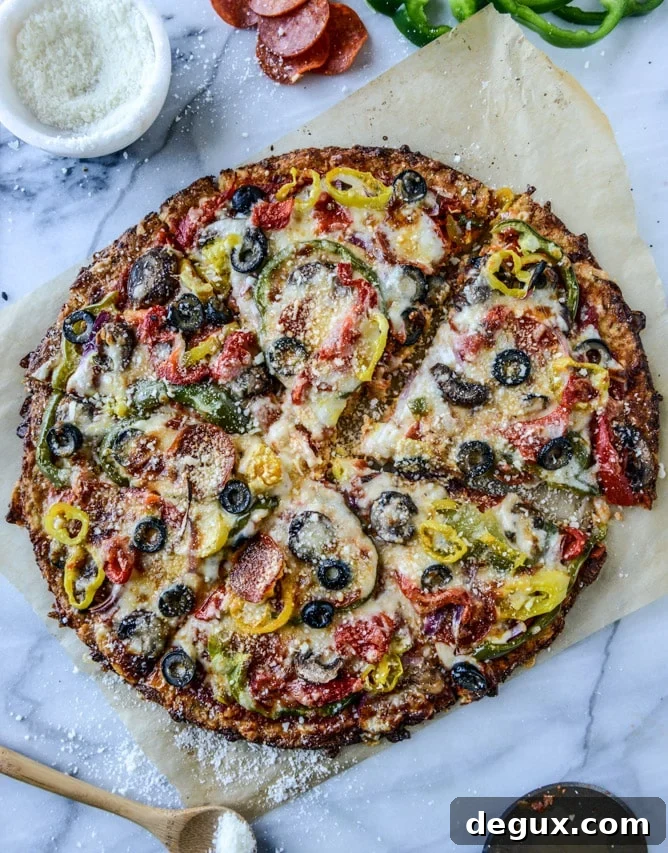 cauliflower crust pizza supreme I howsweeteats.com