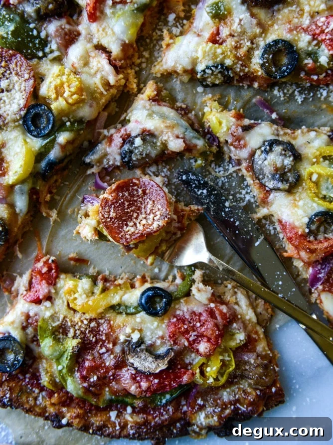 cauliflower crust pizza supreme I howsweeteats.com