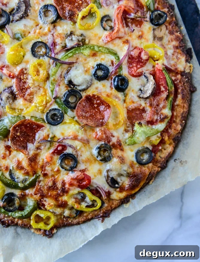 cauliflower crust pizza supreme I howsweeteats.com