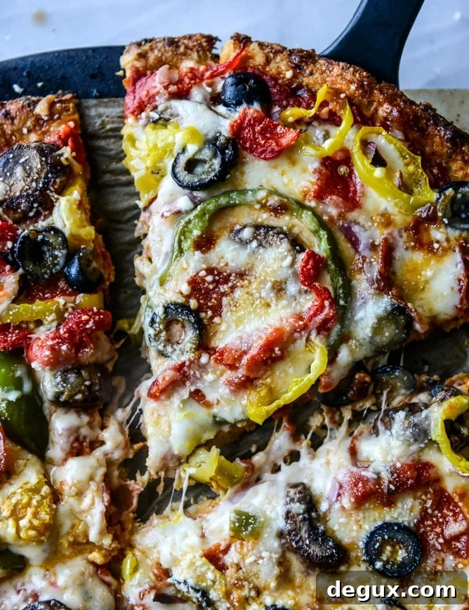 cauliflower crust pizza supreme I howsweeteats.com