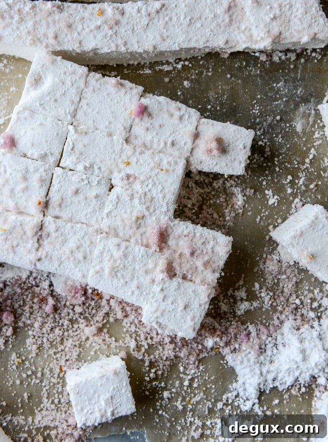 chocolate dipped champagne marshmallows with blood orange sugar I howsweeteats.com