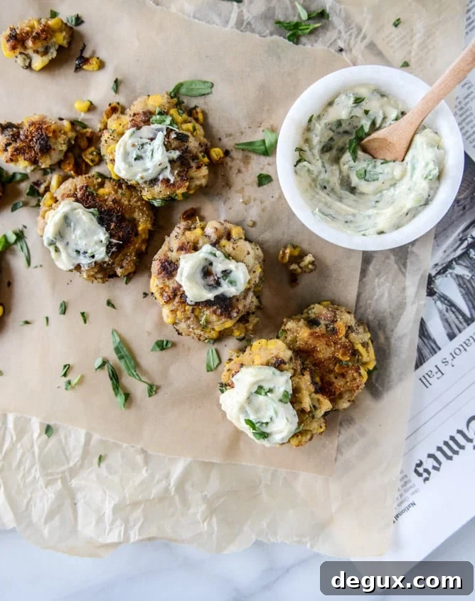 lobster corn fritters with truffle herb mayo I howsweeteats.com